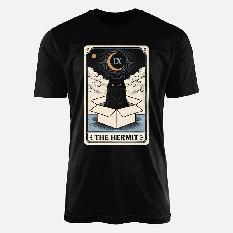 T-shirts: Carte de tarot chat ermite dans un carton