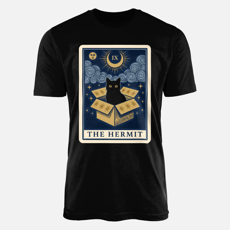 T-shirts: Carte de tarot chat ermite dans un carton