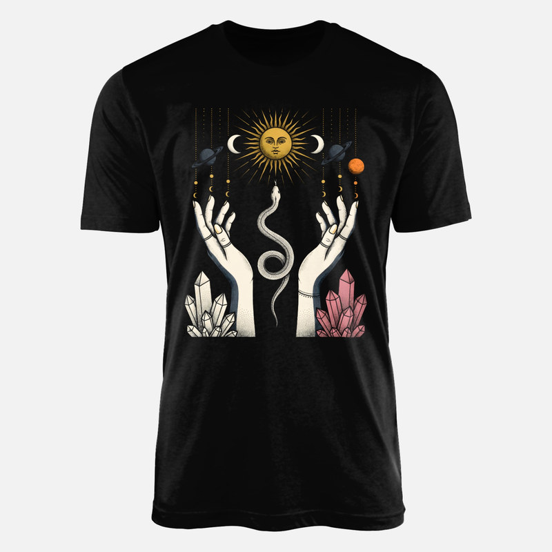 T-shirts: Mains mystiques, soleil et serpent