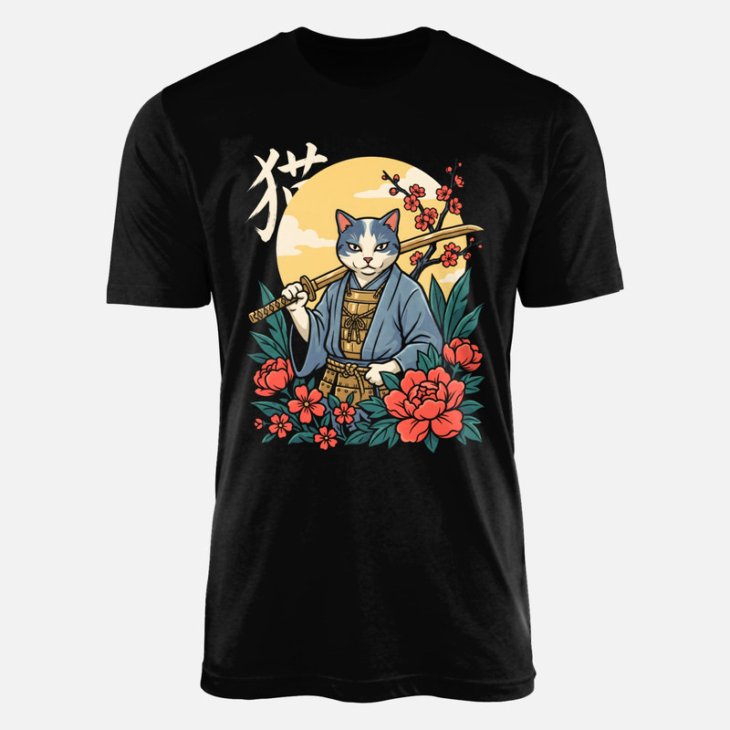 T-shirts: Chat samoura&iuml; guerrier japonais