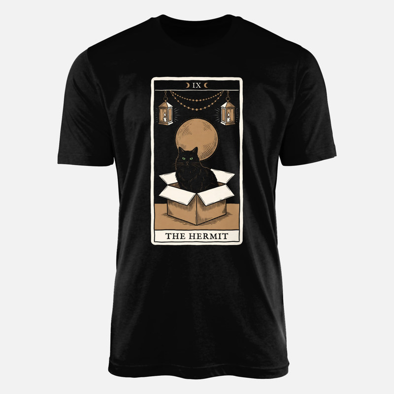 T-shirts: Chat noir carte tarot l'ermite
