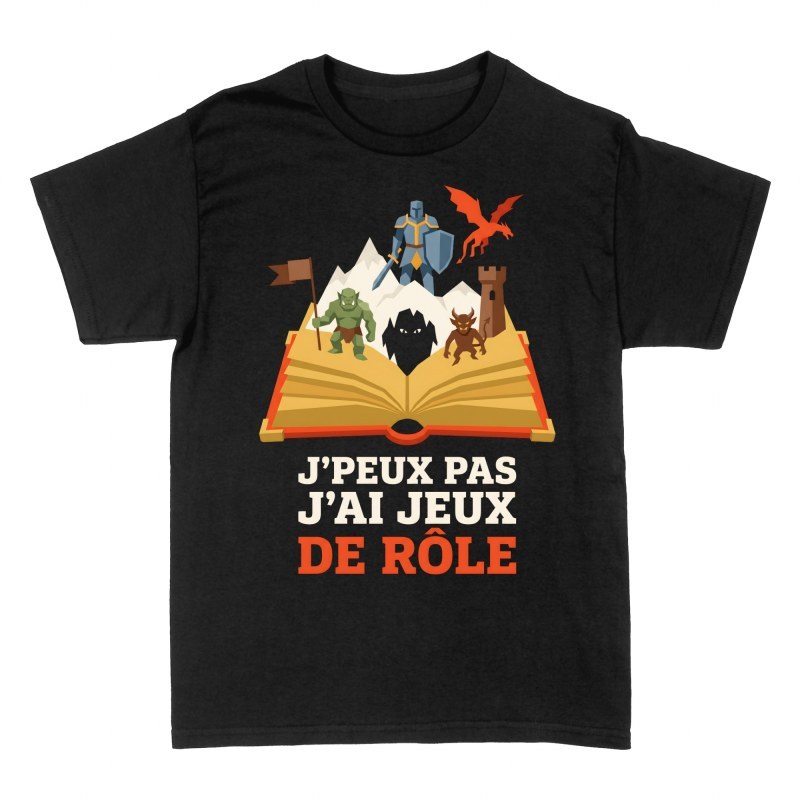 T-shirts: J'peux pas j'ai jeux de r&ocirc;le livre fantastique