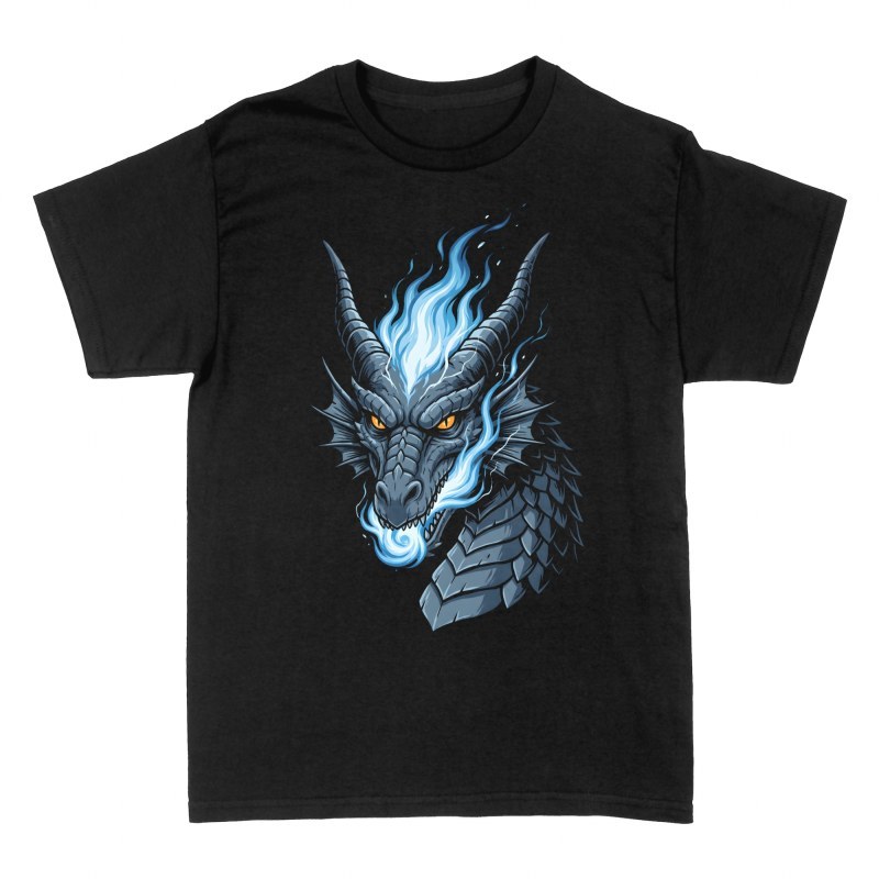 T-shirts: Dragon crachant des flammes bleues