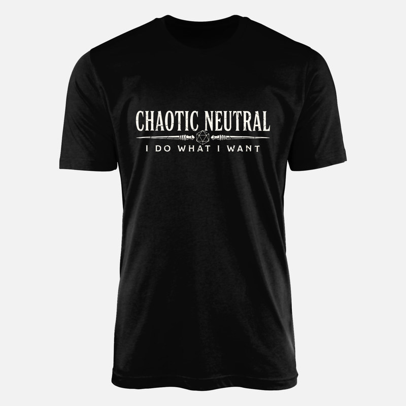 T-shirts: Chaotique neutre d&eacute; d20 et baguettes