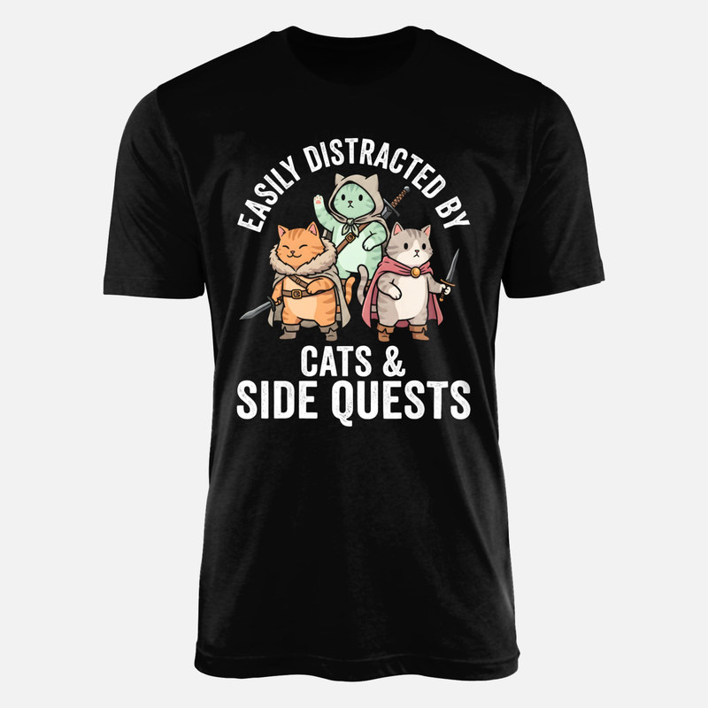 T-shirts: Chats aventuriers et qu&ecirc;tes secondaires
