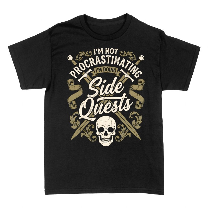 T-shirts: Qu&ecirc;tes secondaires RPG gamer et cr&acirc;ne