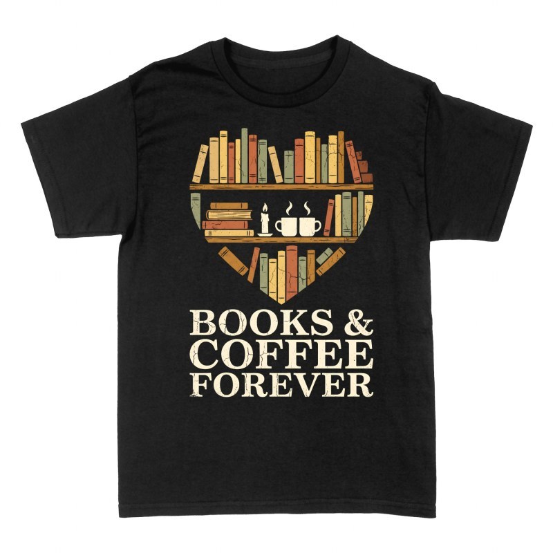 T-shirts: Biblioth&egrave;que c&oelig;ur livres et caf&eacute;