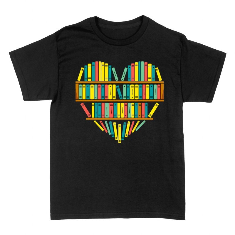 T-shirts: Biblioth&egrave;que et livres en forme de c&oelig;ur