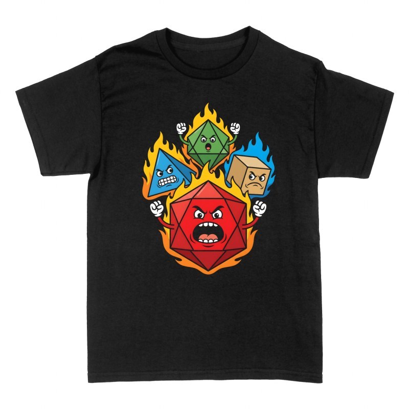 T-shirts: D&eacute;s de jeu de r&ocirc;le en flammes