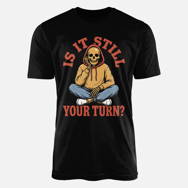 T-shirts: Squelette qui attend son tour aux jeux