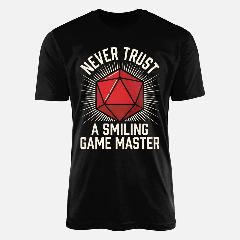 T-shirts: D&eacute; d20 et ma&icirc;tre du jeu souriant