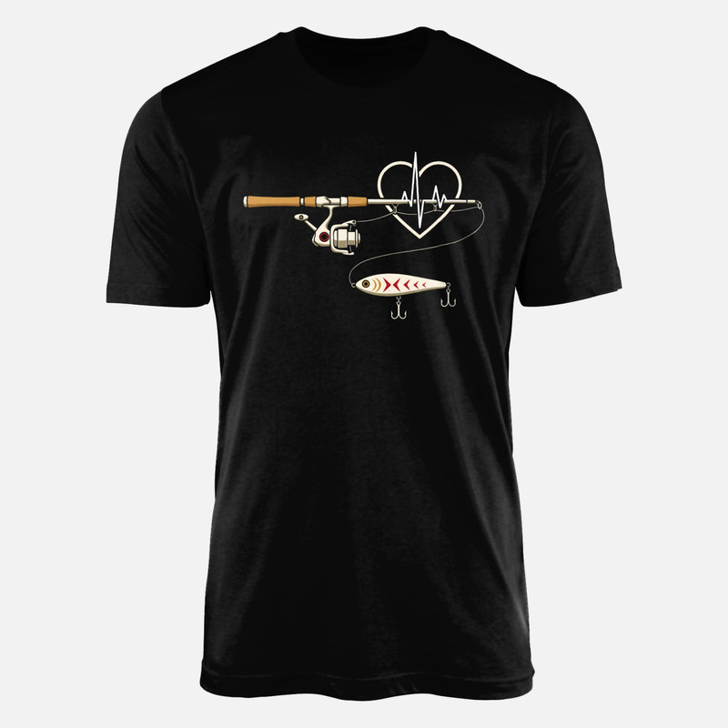 T-shirts: Canne &agrave; p&ecirc;che et battement de c&oelig;ur