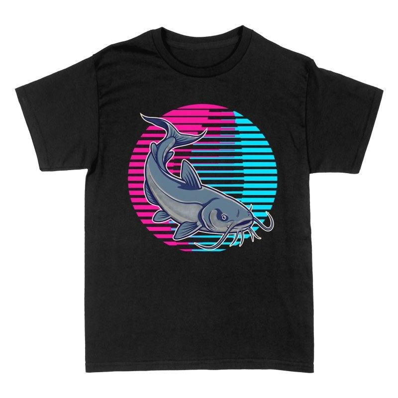 T-shirts: Poisson-chat r&eacute;tro synthwave