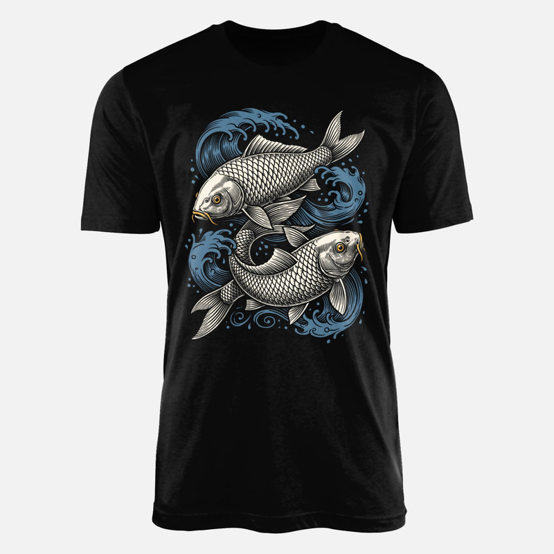 T-shirts: Carpes ko&iuml; dans les vagues japonaises