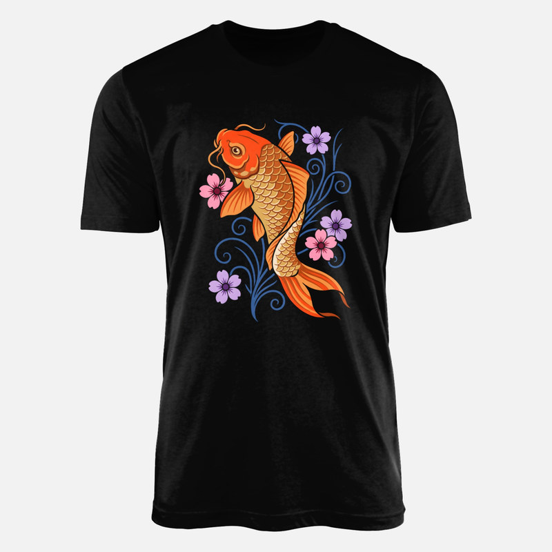 T-shirts: Carpe ko&iuml; japonaise et fleurs de cerisier