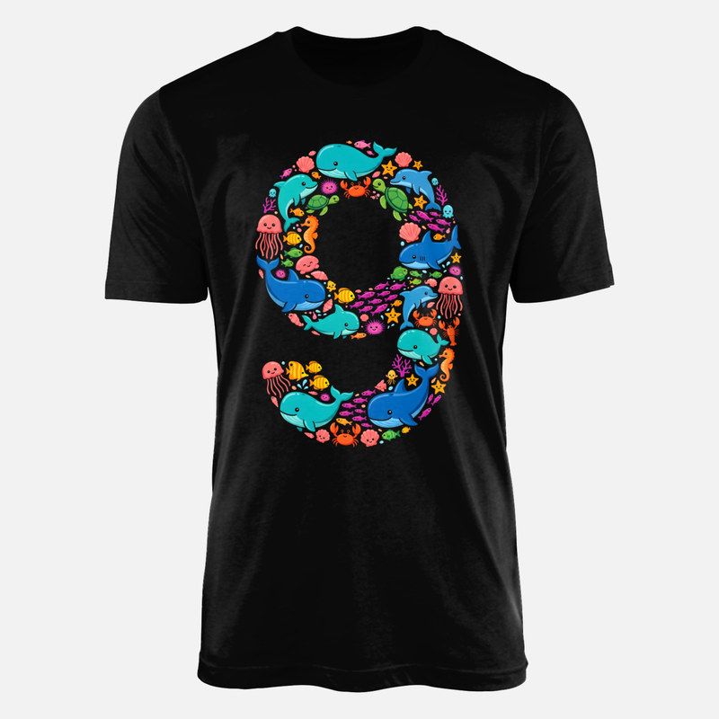 T-shirts: Chiffre 9 animaux marins kawaii