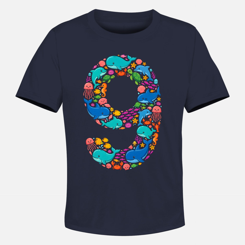 T-shirts: Chiffre 9 animaux marins kawaii