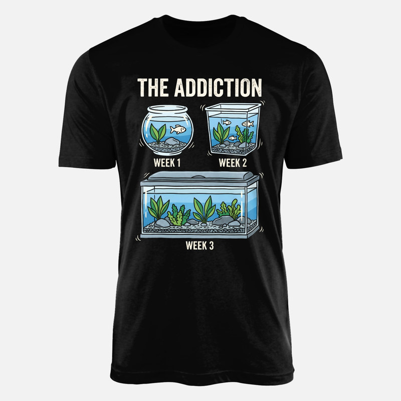 T-shirts: Addiction &agrave; l'aquarium par &eacute;tapes