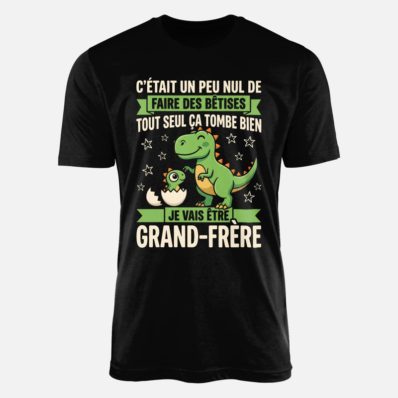 T-shirts: Je vais &ecirc;tre grand-fr&egrave;re dinosaure