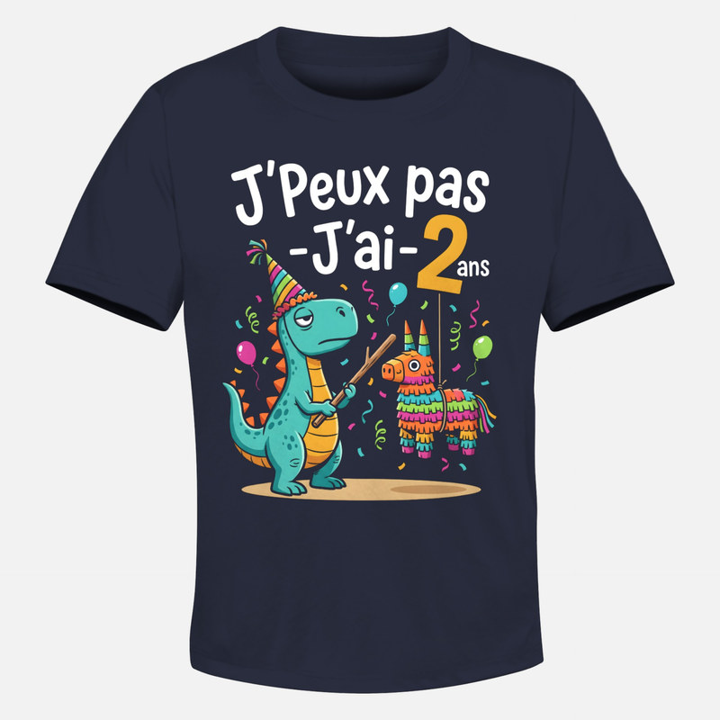 T-shirts: J'peux pas j'ai 2 ans dinosaure pi&ntilde;ata