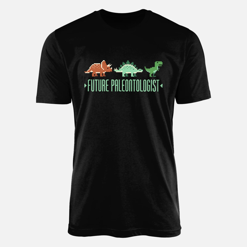T-shirts: Futur pal&eacute;ontologue dinosaures pixel art