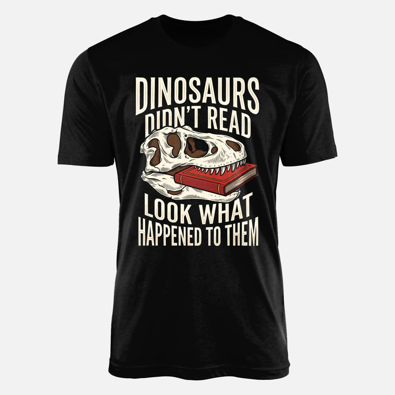 T-shirts: Dinosaure qui lit avec cr&acirc;ne et livre