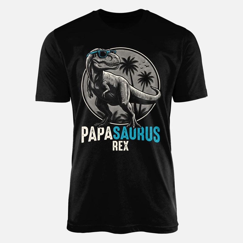 T-shirts: Papasaurus Rex dinosaure lunettes