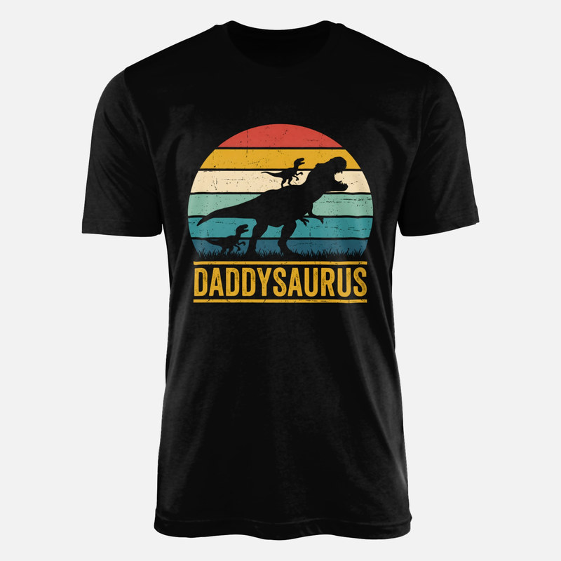 T-shirts: Daddysaurus avec deux petits r&eacute;tro