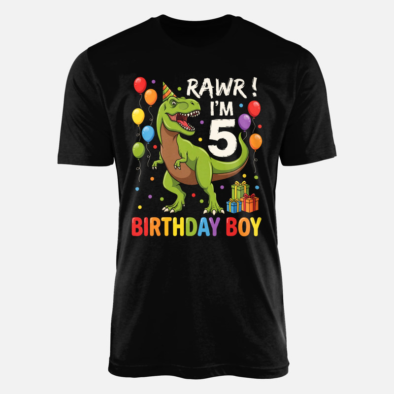T-shirts: T-Rex anniversaire 5 ans gar&ccedil;on