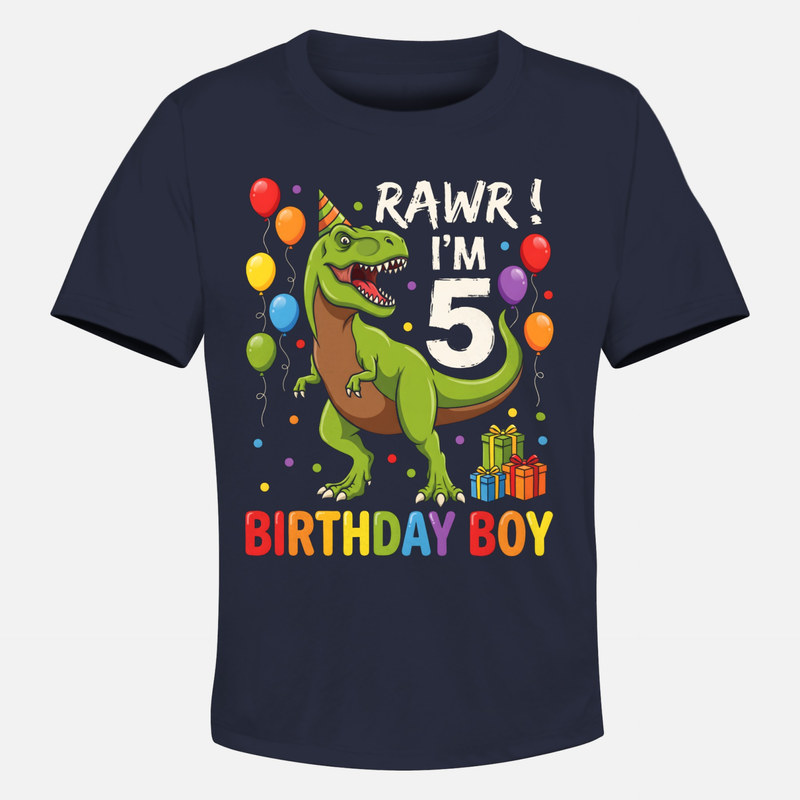T-shirts: T-Rex anniversaire 5 ans gar&ccedil;on