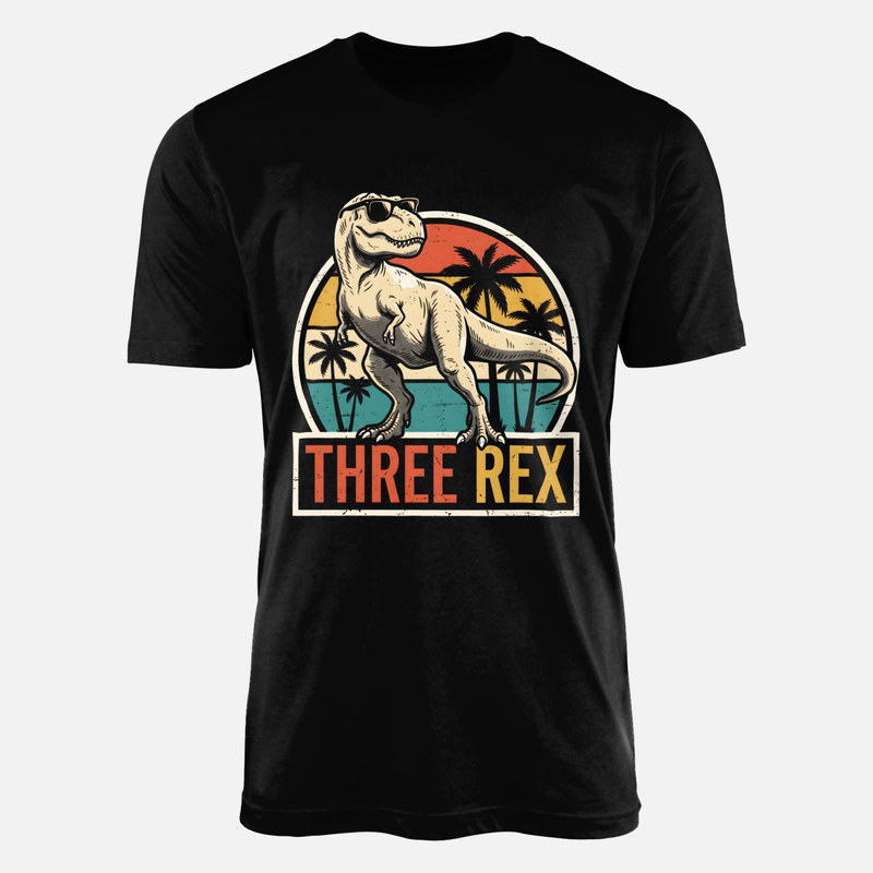 T-shirts: T-Rex 3 ans Three Rex coucher de soleil
