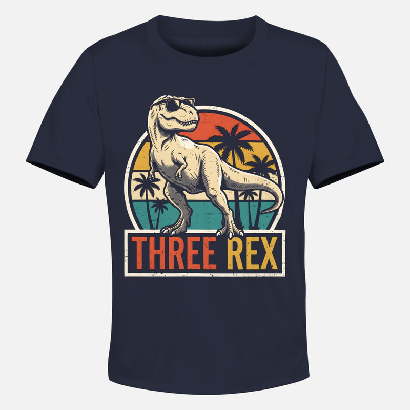 T-shirts: T-Rex 3 ans Three Rex coucher de soleil