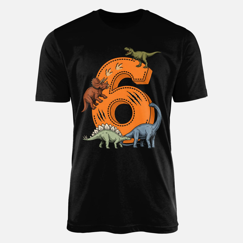 T-shirts: Chiffre 6 dinosaures rugissants