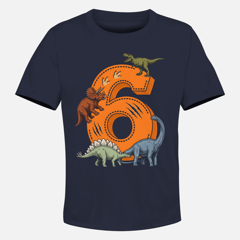 T-shirts: Chiffre 6 dinosaures rugissants