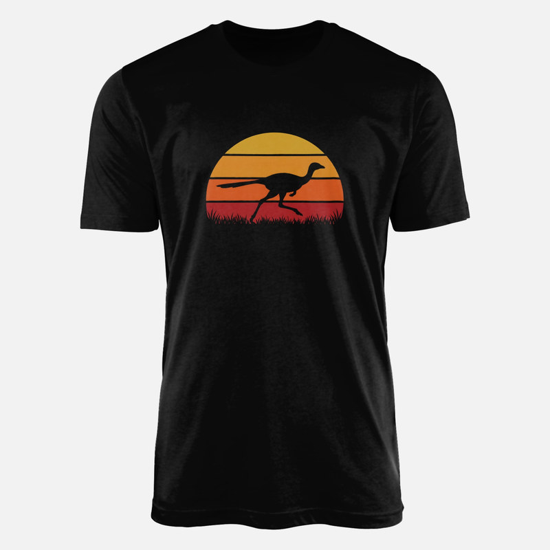 T-shirts: Dinosaure coureur et coucher de soleil r&eacute;tro