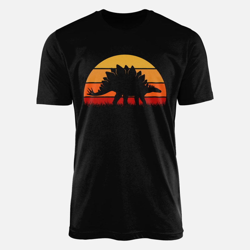 T-shirts: Silhouette de st&eacute;gosaure au coucher de soleil