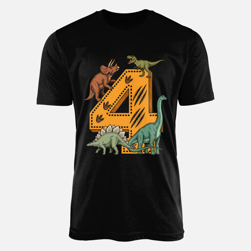 T-shirts: Chiffre 4 et dinosaures