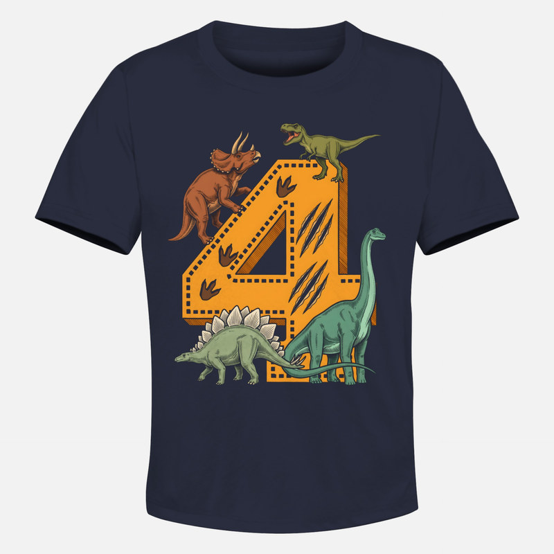 T-shirts: Chiffre 4 et dinosaures