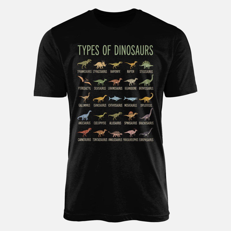 T-shirts: Infographie 25 esp&egrave;ces de dinosaures