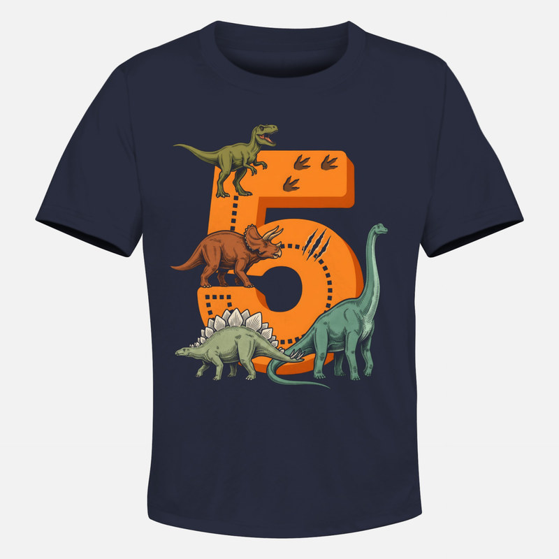 T-shirts: Chiffre 5 et dinosaures