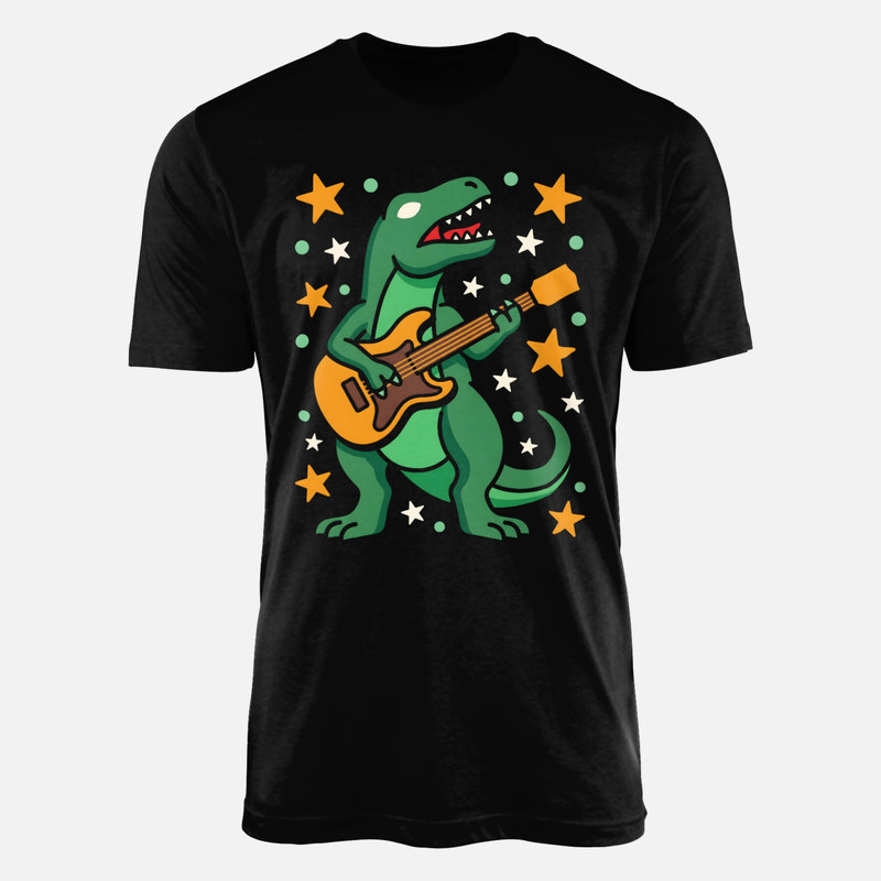 T-shirts: Dinosaure T-Rex guitariste rock