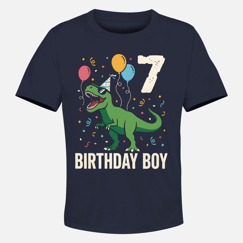 T-shirts: T-Rex anniversaire 7 ans f&ecirc;te