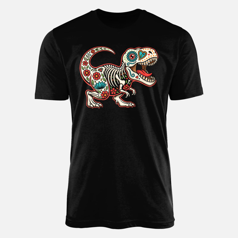 T-shirts: T-rex cr&acirc;ne mexicain fleuri