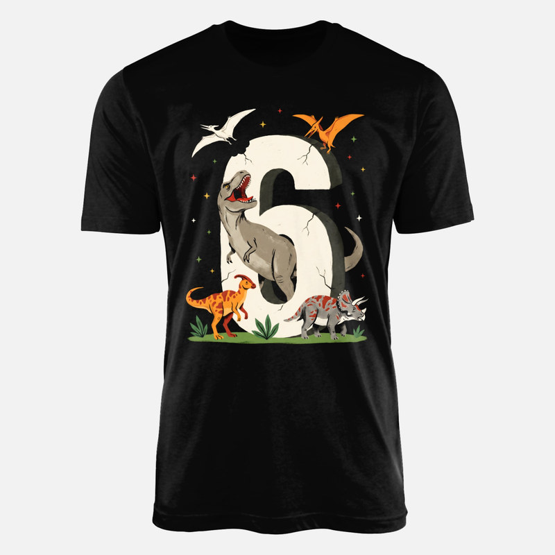 T-shirts: Chiffre 6 avec dinosaures