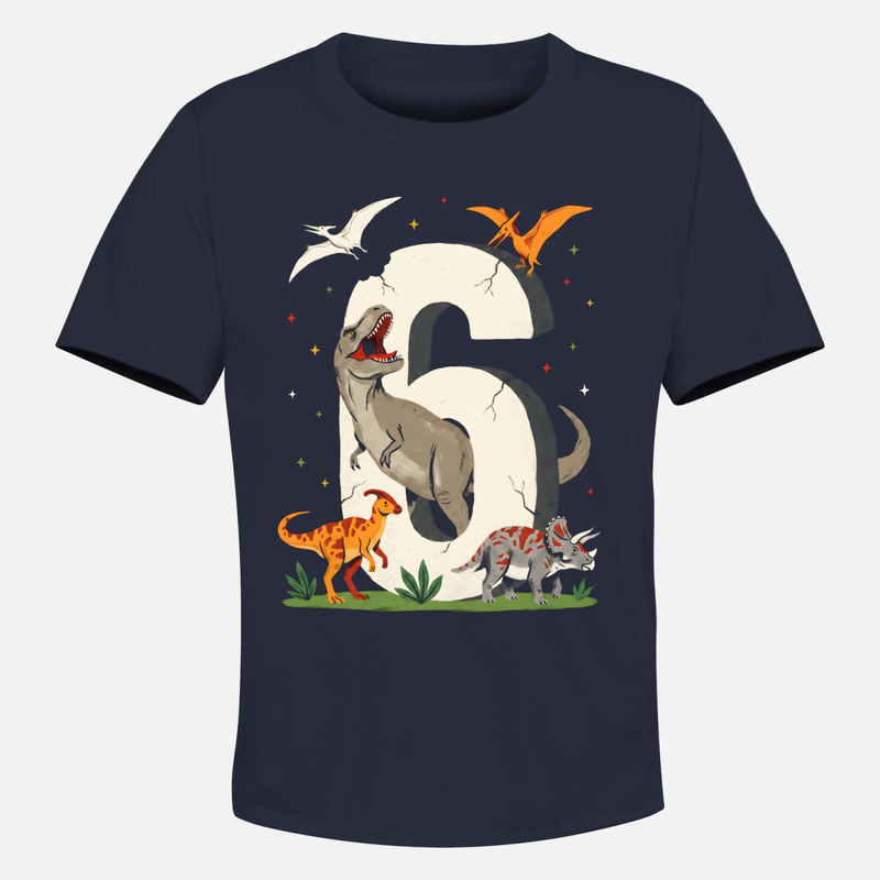 T-shirts: Chiffre 6 avec dinosaures