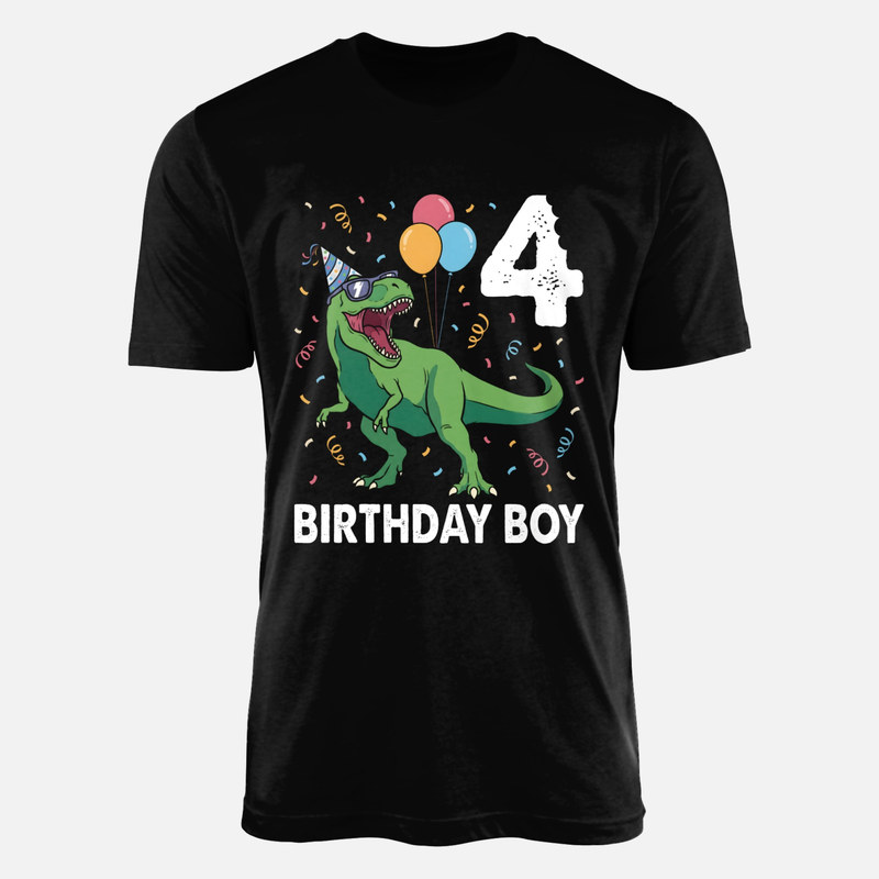 T-shirts: Dinosaure T-rex 4 ans anniversaire gar&ccedil;on