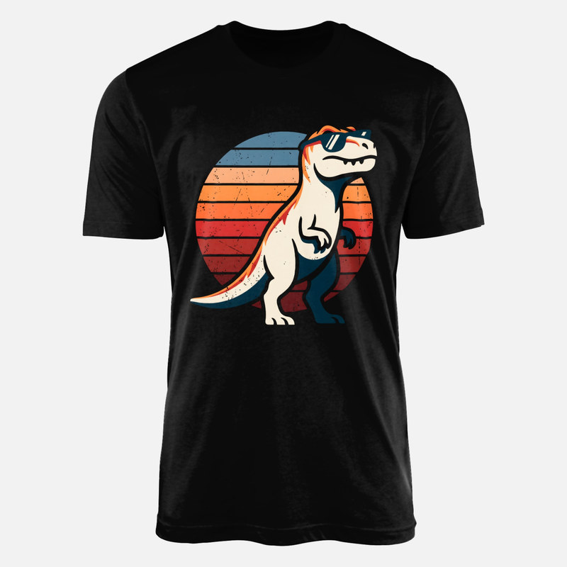 T-shirts: T-rex &agrave; lunettes de soleil coucher de soleil