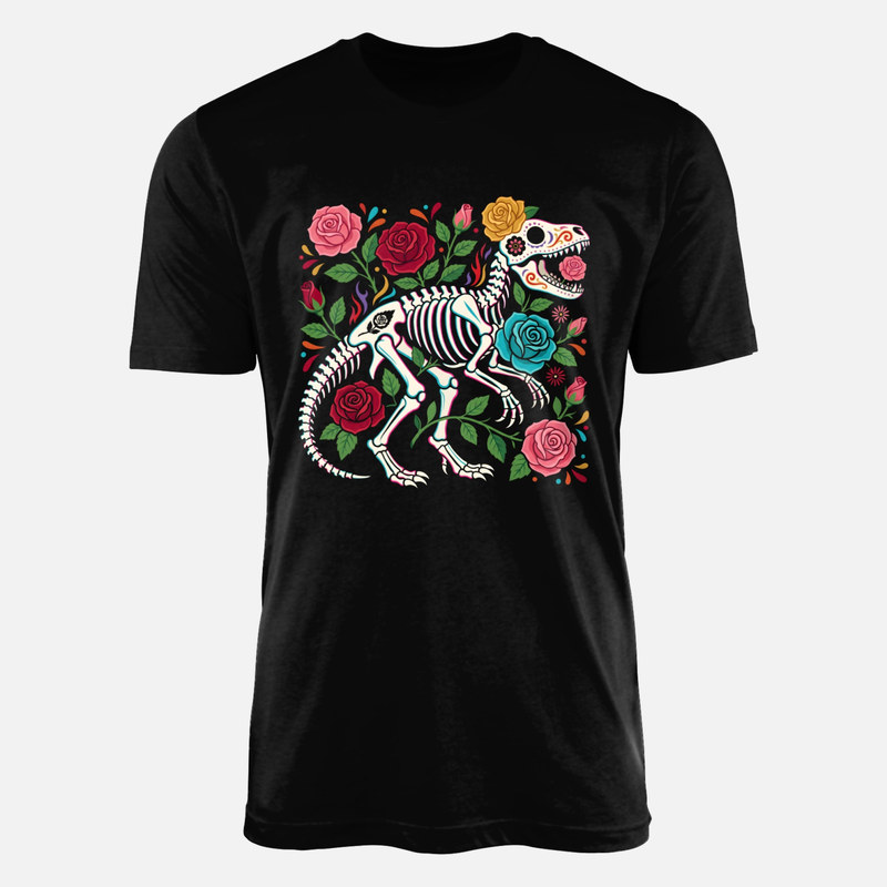 T-shirts: Dinosaure squelette D&iacute;a de los Muertos
