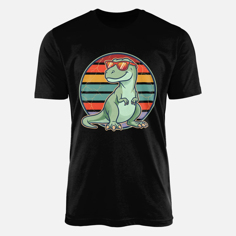 T-shirts: T-Rex &agrave; lunettes de soleil coucher de soleil