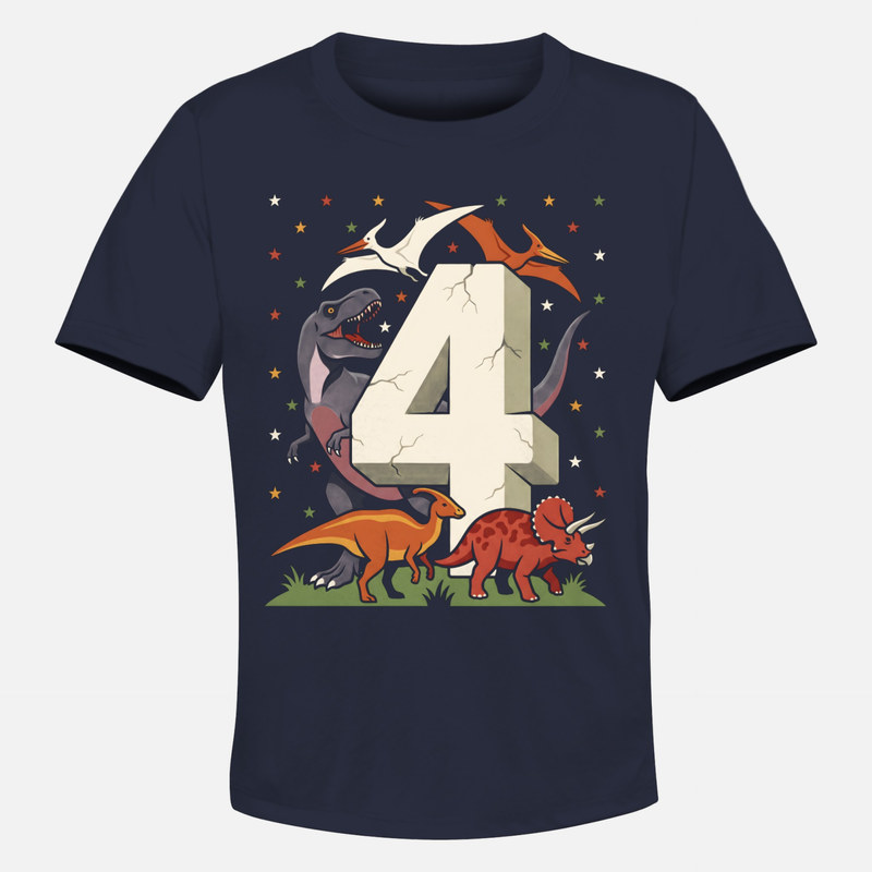 T-shirts: Chiffre 4 en pierre et dinosaures